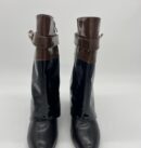 Givenchy Black Shark Lock Leather Boots Shoes Size 38