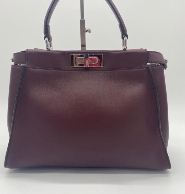 Fendi Maroon Burgundi Smooth Leather Regular Peekaboo Bag