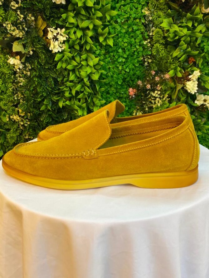 LORO PIANA Yellow Moutarde Loafer Men Shoes Size 43.5