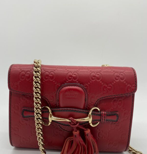 Gucci Guccissima Red Emily Small Chain Shoulder Bag