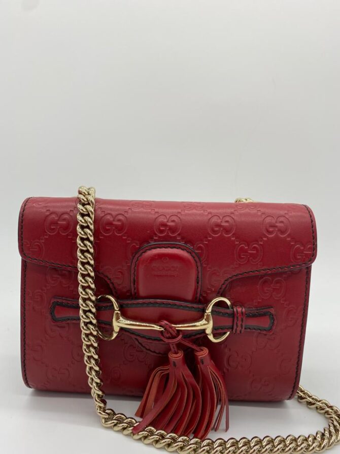 Gucci Guccissima Red Emily Small Chain Shoulder Bag