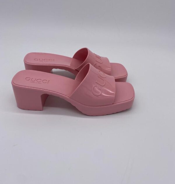 Gucci Pink Rubber Slide Sandals Sweden Size 35