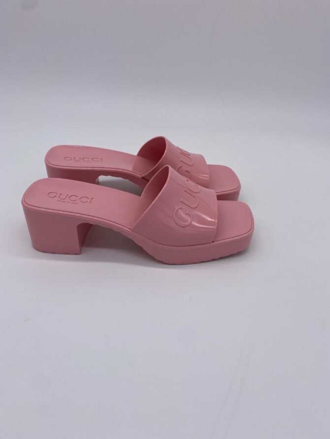 Gucci Pink Rubber Slide Sandals Sweden Size 35