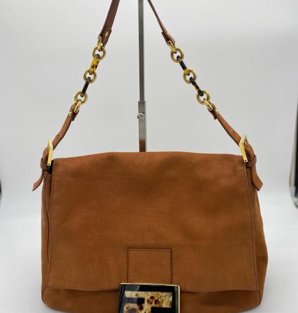 Fendi Brown Shimmer Leather Mamam Forever Shoulder Bag