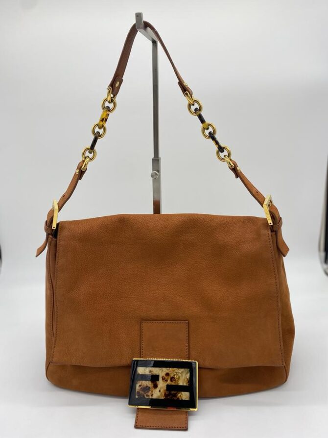 Fendi Brown Shimmer Leather Mamam Forever Shoulder Bag