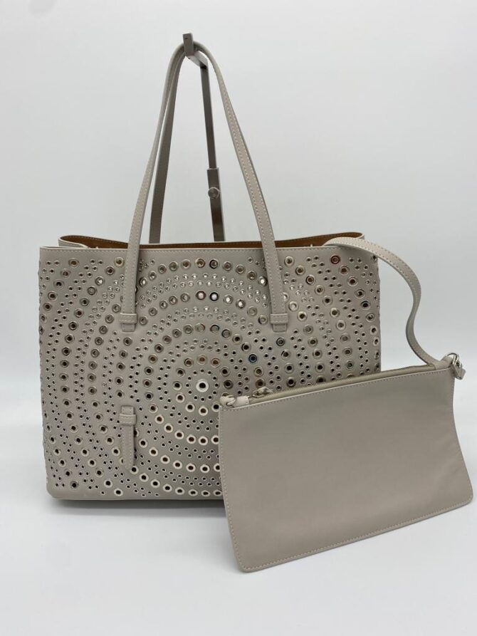 Alaia Grey Le Mina 25 New Vienne Leather Tote Bag